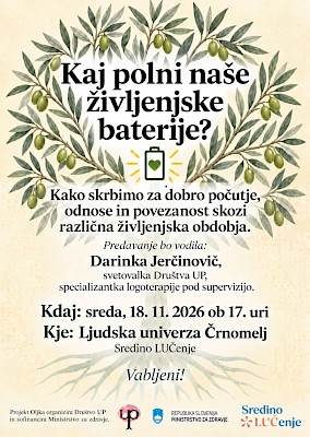 Kaj polni naše življenjske baterije? Psihološki velnes v sklopu sredino LUČenje