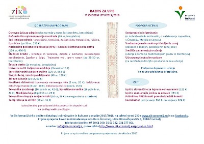 Razpis za vpis 2017/2018